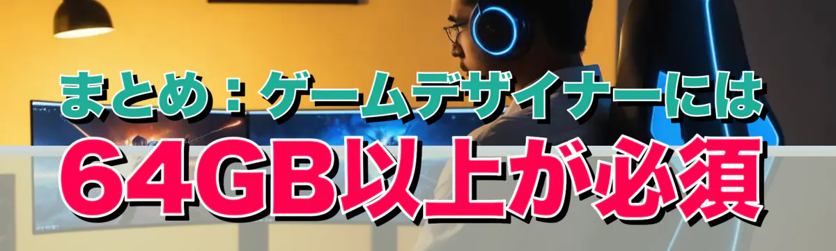 まとめ:ゲームデザイナーには64GB以上が必須
